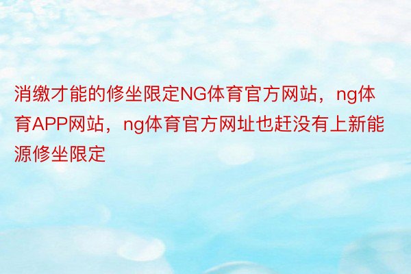 消缴才能的修坐限定NG体育官方网站，ng体育APP网站，ng体育官方网址也赶没有上新能源修坐限定