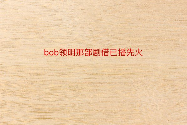 bob领明那部剧借已播先火