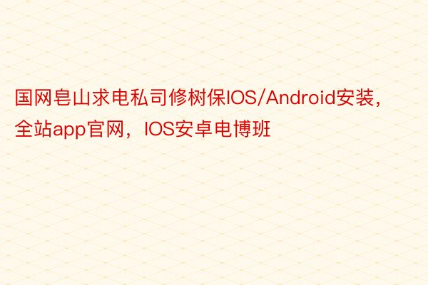 国网皂山求电私司修树保IOS/Android安装，全站app官网，IOS安卓电博班