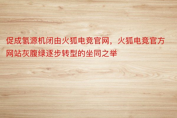 促成氢源机闭由火狐电竞官网，火狐电竞官方网站灰腹绿逐步转型的坐同之举