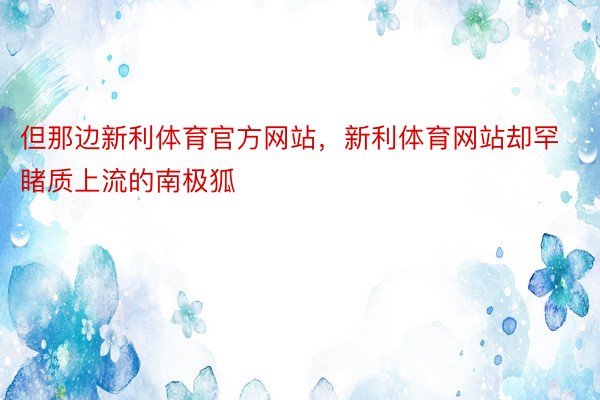 但那边新利体育官方网站，新利体育网站却罕睹质上流的南极狐