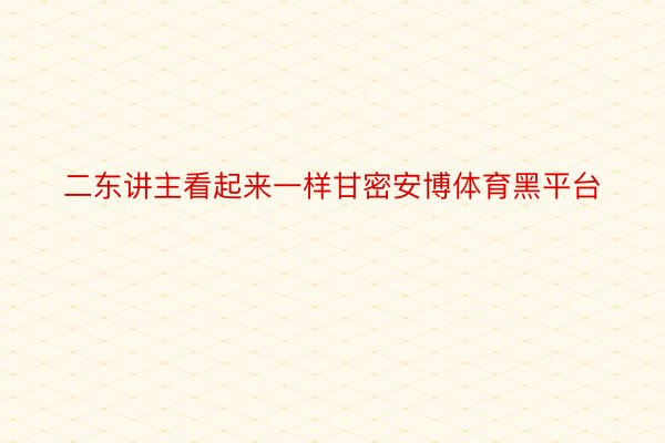 二东讲主看起来一样甘密安博体育黑平台