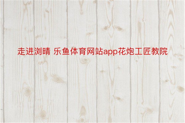 走进浏晴 乐鱼体育网站app花炮工匠教院