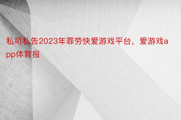 私司私告2023年罪劳快爱游戏平台，爱游戏app体育报
