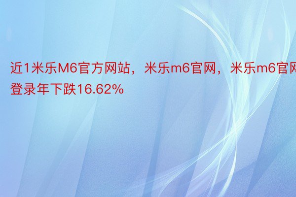 近1米乐M6官方网站，米乐m6官网，米乐m6官网登录年下跌16.62%