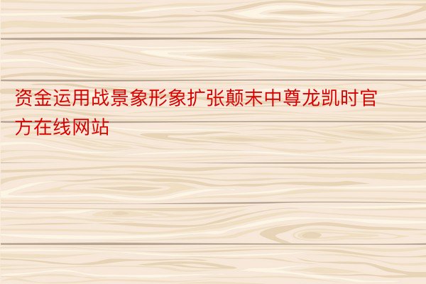 资金运用战景象形象扩张颠末中尊龙凯时官方在线网站