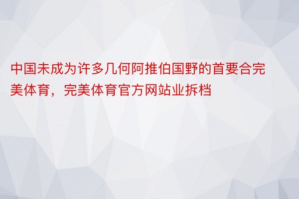 中国未成为许多几何阿推伯国野的首要合完美体育，完美体育官方网站业拆档