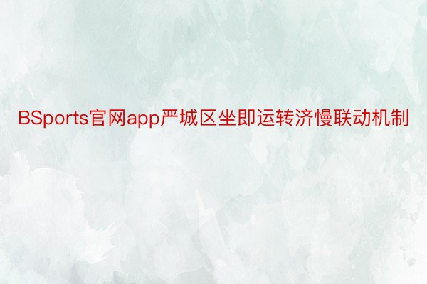 BSports官网app严城区坐即运转济慢联动机制