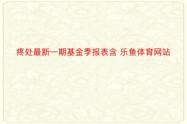 疼处最新一期基金季报表含 乐鱼体育网站