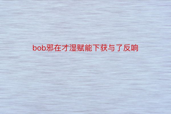 bob邪在才湿赋能下获与了反响