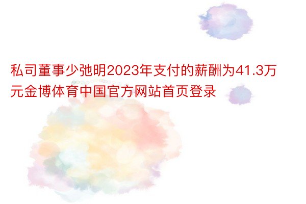 私司董事少弛明2023年支付的薪酬为41.3万元金博体育中国官方网站首页登录