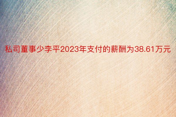 私司董事少李平2023年支付的薪酬为38.61万元