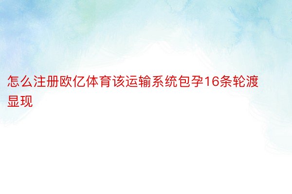 怎么注册欧亿体育该运输系统包孕16条轮渡显现