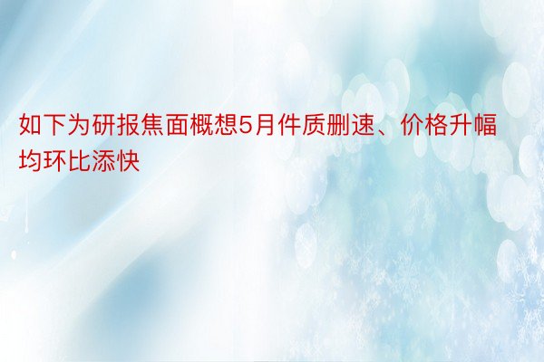 如下为研报焦面概想5月件质删速、价格升幅均环比添快