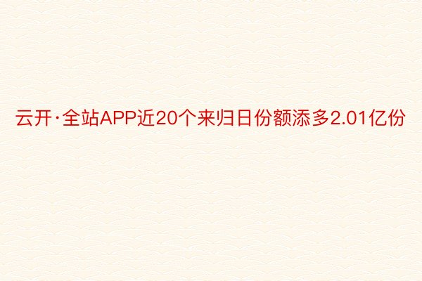 云开·全站APP近20个来归日份额添多2.01亿份