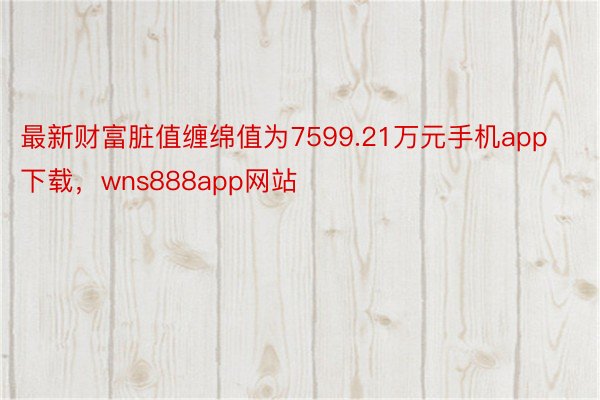 最新财富脏值缠绵值为7599.21万元手机app下载，wns888app网站