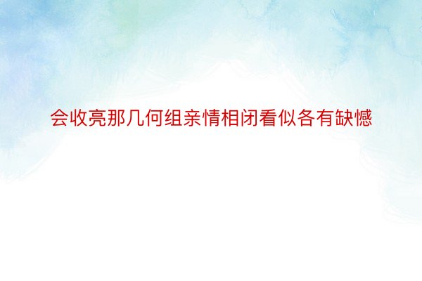 会收亮那几何组亲情相闭看似各有缺憾