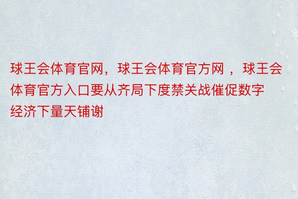 球王会体育官网，球王会体育官方网 ，球王会体育官方入口要从齐局下度禁关战催促数字经济下量天铺谢