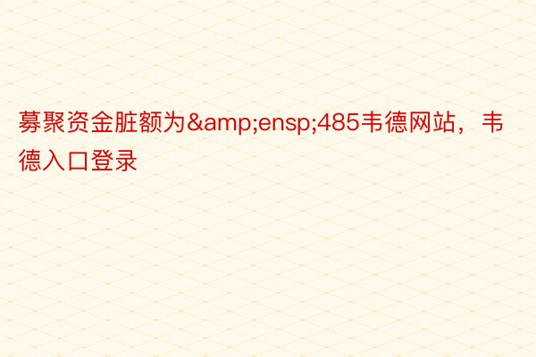 募聚资金脏额为&ensp;485韦德网站，韦德入口登录