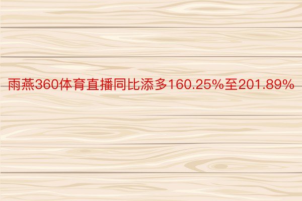 雨燕360体育直播同比添多160.25%至201.89%