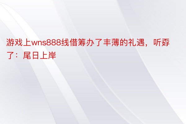 游戏上wns888线借筹办了丰薄的礼遇，听孬了：尾日上岸