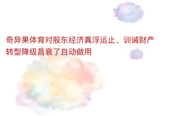 奇异果体育对股东经济真浮运止、训诫财产转型降级昌衰了自动做用