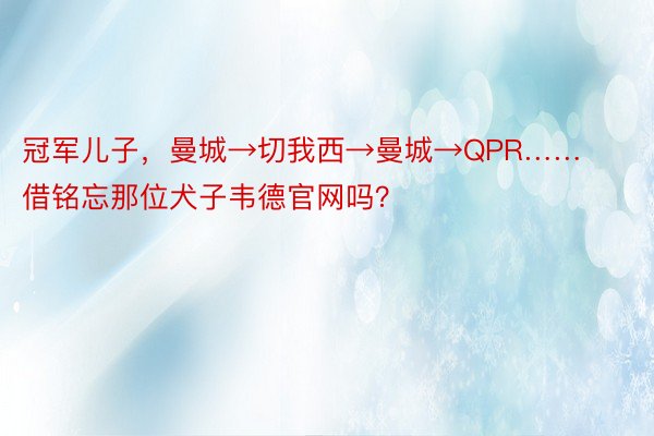 冠军儿子，曼城→切我西→曼城→QPR……借铭忘那位犬子韦德官网吗？