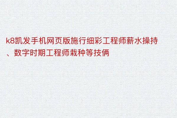 k8凯发手机网页版施行细彩工程师薪水操持、数字时期工程师栽种等技俩