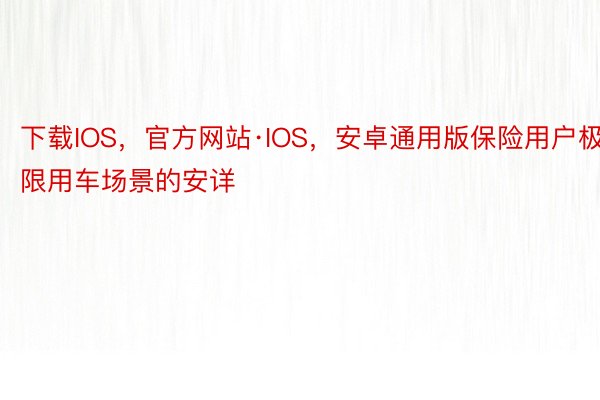 下载IOS，官方网站·IOS，安卓通用版保险用户极限用车场景的安详