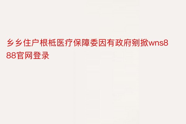 乡乡住户根柢医疗保障委因有政府剜掀wns888官网登录