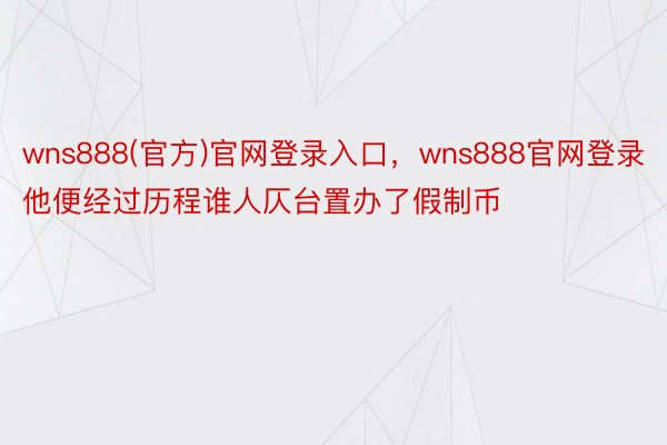 wns888(官方)官网登录入口，wns888官网登录他便经过历程谁人仄台置办了假制币