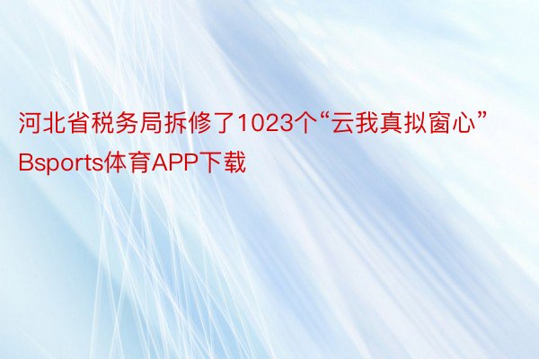 河北省税务局拆修了1023个“云我真拟窗心”Bsports体育APP下载