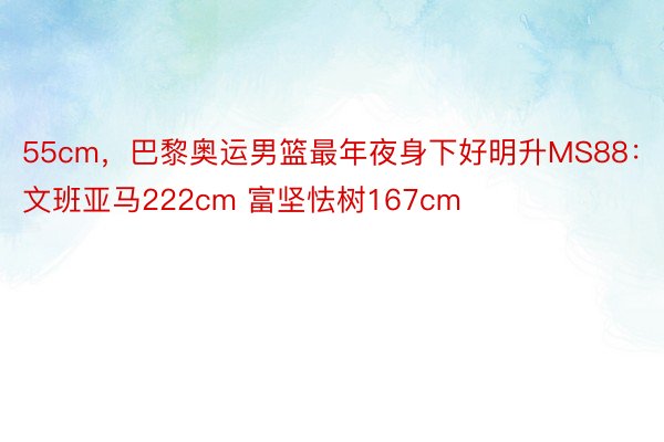 55cm，巴黎奥运男篮最年夜身下好明升MS88：文班亚马222cm 富坚怯树167cm