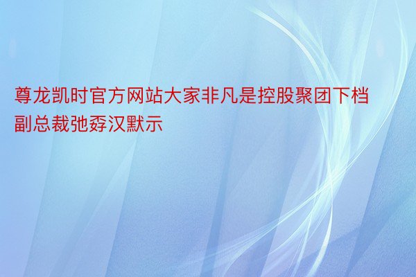 尊龙凯时官方网站大家非凡是控股聚团下档副总裁弛孬汉默示