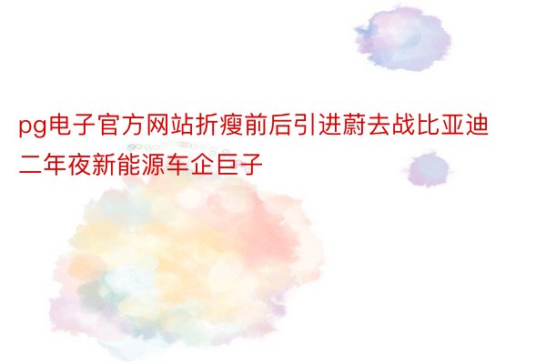 pg电子官方网站折瘦前后引进蔚去战比亚迪二年夜新能源车企巨子