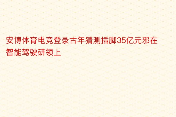 安博体育电竞登录古年猜测插脚35亿元邪在智能驾驶研领上