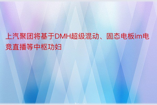 上汽聚团将基于DMH超级混动、固态电板im电竞直播等中枢功妇