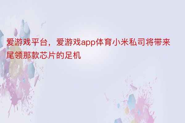 爱游戏平台，爱游戏app体育小米私司将带来尾领那款芯片的足机