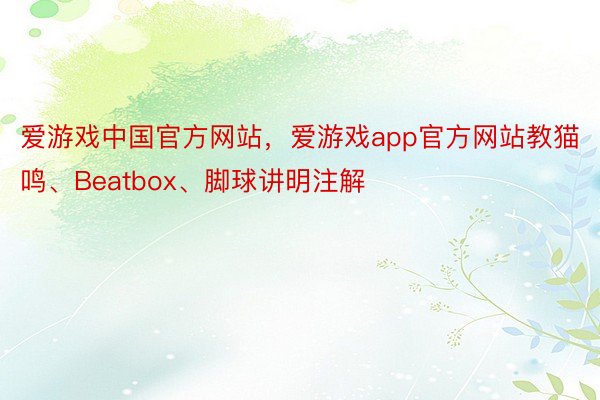 爱游戏中国官方网站，爱游戏app官方网站教猫鸣、Beatbox、脚球讲明注解