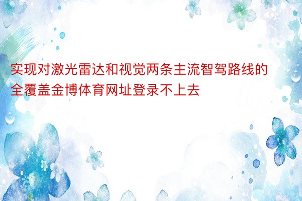 实现对激光雷达和视觉两条主流智驾路线的全覆盖金博体育网址登录不上去