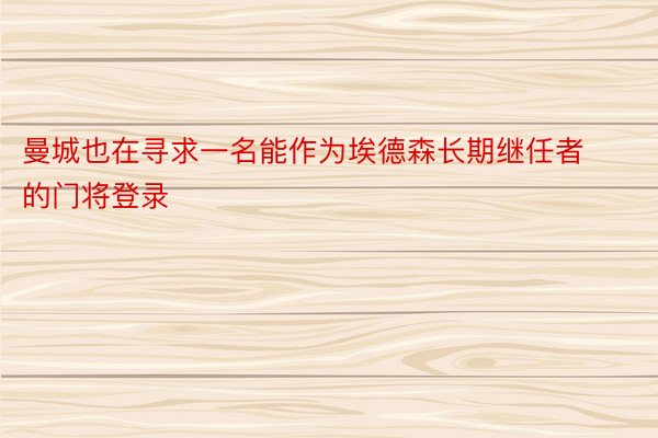 曼城也在寻求一名能作为埃德森长期继任者的门将登录