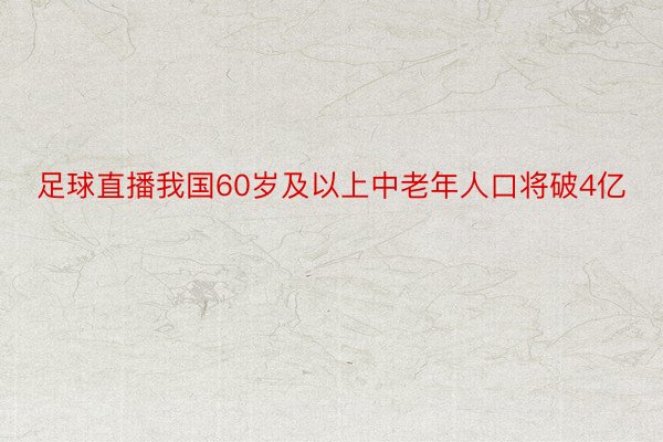 足球直播我国60岁及以上中老年人口将破4亿